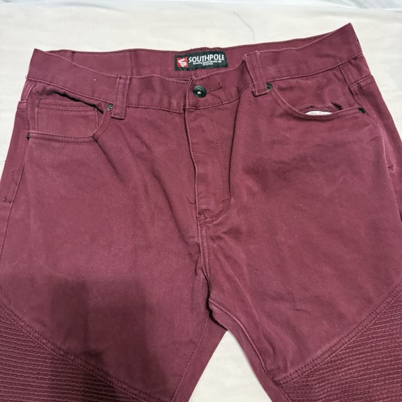 Southpole Other - Vintage SouthPole Maroon Denim Moto Pants Quilted Ribbed 36x34 Mens